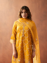 All Over Embroidery Cotton Blend Kurta With Pants & Dupatta